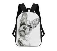 sinyumoney 17 Inch Curious French Bulldog Sketch Backpack, Children's Backpack, Student School Bag Bookbag Rucksack, 3D Printed for Boys Girls