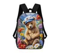 sinyumoney 17 Inch Cute Bear with Flowers Backpack, Children's Backpack, Student School Bag Bookbag Rucksack, 3D Printed for Boys Girls