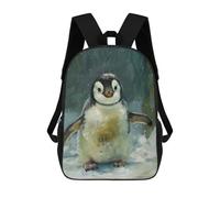 sinyumoney 17 Inch Cute Penguin Cub Snow Art Backpacks Kids School Backpack School Bag 3D Printed for Boys Elementary And Middle School Students