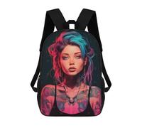 sinyumoney 17 Inch Cute Tattoo Girl Backpack, Children's Backpack, Student School Bag Bookbag Rucksack, 3D Printed for Boys Girls