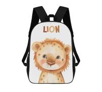 sinyumoney 17 Inch Cute Watercolor Lion Nursery Backpack with Pocket 3D Printed Travel Rucksacks Book Bags Kids School Bag