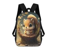 sinyumoney 17 Inch Cute Woodland Squirrel Backpacks Kids School Backpack School Bag 3D Printed School Bag for Boys Elementary And Middle School Students