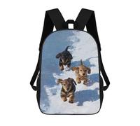 sinyumoney 17 Inch Dachshund Puppies Running in Snow Backpack 3D Printed Children's School Backpack for Kids High Capacity Travel Rucksacks Book Bags Kids School Bag Back Pack