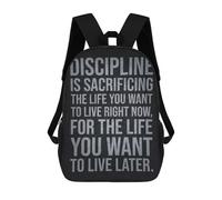 sinyumoney 17 Inch Discipline Is Sacrificing Backpack with Pocket 3D Printed Travel Rucksacks Book Bags Kids School Bag