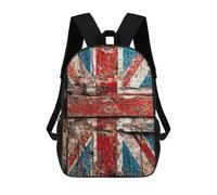 sinyumoney 17 Inch Distressed Union Jack on Wood, British Flag Backpacks Kids School Backpack School Bag 3D Printed for Boys Elementary And Middle School Students
