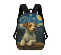 sinyumoney 17 Inch Dog in Starry Night Style Painting Backpack Kids School Backpack 3D Printed Fashion School Bag for Boys Elementary And Middle School Student