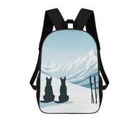sinyumoney 17 Inch Dog Ski Winter Backpack with Pocket 3D Printed Travel Rucksacks Book Bags Kids School Bag