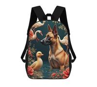 sinyumoney 17 Inch Dogs, Birds, Flowers, Pond Backpacks Kids School Backpack School Bag 3D Printed for Boys Elementary And Middle School Students