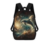 sinyumoney 17 Inch Dolphin in Space Backpacks Kids School Backpack School Bag 3D Printed School Bag for Boys Elementary And Middle School Students