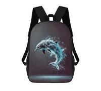 sinyumoney 17 Inch Dolphin Water Splash Backpack Kids School Backpack 3D Printed Fashion School Bag for Boys Elementary And Middle School Student