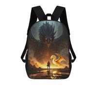sinyumoney 17 Inch Dragon Confrontation Hero And Beasts Backpacks Kids School Backpack School Bag 3D Printed for Boys Elementary And Middle School Students