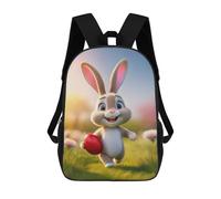 sinyumoney 17 Inch Easter Bunny with Dyed Red Egg Backpack with Pocket 3D Printed Travel Rucksacks Book Bags Kids School Bag