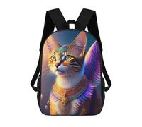 sinyumoney 17 Inch Egyptian Goddess Cat Statue Backpack, Children's Backpack, Student School Bag Bookbag Rucksack, 3D Printed for Boys Girls