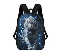sinyumoney 17 Inch Electric White Tiger Energy Backpack Kids School Backpack 3D Printed Fashion School Bag for Boys Elementary And Middle School Student