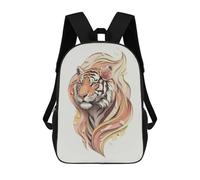 sinyumoney 17 Inch Elegant Tiger Portrait with Floral Accent Backpack with Pocket 3D Printed Travel Rucksacks Book Bags Kids School Bag