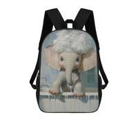 sinyumoney 17 Inch Elephant Bath Time Backpacks Kids School Backpack School Bag 3D Printed School Bag for Boys Elementary And Middle School Students