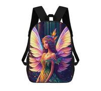 sinyumoney 17 Inch Enchanted Forest Fairy Wings Backpacks Kids School Backpack School Bag 3D Printed School Bag for Boys Elementary And Middle School Students