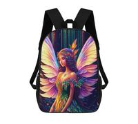 sinyumoney 17 Inch Enchanted Forest Fairy Wings Backpacks Kids School Backpack School Bag 3D Printed School Bag for Boys Elementary And Middle School Students