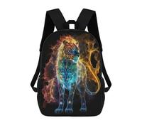 sinyumoney 17 Inch Enchanted Lion Art Print Backpacks Kids School Backpack School Bag 3D Printed for Boys Elementary And Middle School Students