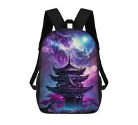 sinyumoney 17 Inch Enchanted Pagoda Sky -1 Backpacks Kids School Backpack School Bag 3D Printed for Boys Elementary And Middle School Students
