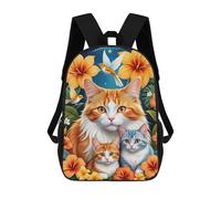 sinyumoney 17 Inch Fantasy Cat Family Garden Backpack with Pocket 3D Printed Travel Rucksacks Book Bags Kids School Bag