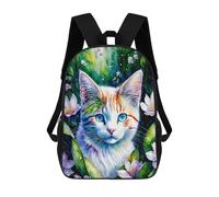 sinyumoney 17 Inch Fantasy Cat Garden Art Print -1 School Backpack School Bags for Girls Boys Backpack with Pocket Fashion School Bag Kids Backpack