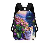 sinyumoney 17 Inch Fantasy Cat Garden Scene-1 Backpack, Children's Backpack, Student School Bag Bookbag Rucksack, 3D Printed for Boys Girls