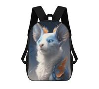 sinyumoney 17 Inch Fantasy Cat with Butterfly Wings Backpack Kids School Backpack 3D Printed Fashion School Bag for Boys Elementary And Middle School Student