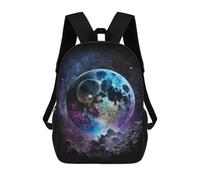 sinyumoney 17 Inch Fantasy Cosmic Moon Art Print Backpacks Kids School Backpack School Bag 3D Printed School Bag for Boys Elementary And Middle School Students
