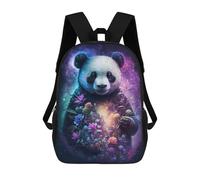 sinyumoney 17 Inch Fantasy Panda with Flowers Backpack Kids School Backpack 3D Printed Fashion School Bag for Boys Elementary And Middle School Student