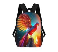 sinyumoney 17 Inch Fantasy Phoenix Art Print Backpack with Pocket 3D Printed Travel Rucksacks Book Bags Kids School Bag