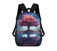 sinyumoney 17 Inch Fantasy Pink Tree Reflection Backpacks Kids School Backpack School Bag 3D Printed for Boys Elementary And Middle School Students