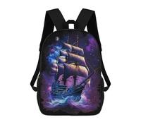 sinyumoney 17 Inch Fantasy Sailing Ship Artwork Backpacks Kids School Backpack School Bag 3D Printed for Boys Elementary And Middle School Students