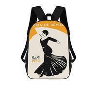 sinyumoney 17 Inch Feria De Sevilla Dancer Backpacks Kids School Backpack School Bag 3D Printed for Boys Elementary And Middle School Students