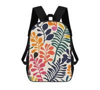sinyumoney 17 Inch Fern Matisse Organic Backpacks Kids School Backpack School Bag 3D Printed School Bag for Boys Elementary And Middle School Students