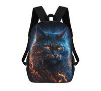 sinyumoney 17 Inch Flaming Cat Artwork Backpacks Kids School Backpack School Bag 3D Printed for Boys Elementary And Middle School Students