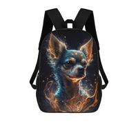 sinyumoney 17 Inch Flaming Chihuahua Art Print -3 Backpack Kids School Backpack 3D Printed Fashion School Bag for Boys Elementary And Middle School Student