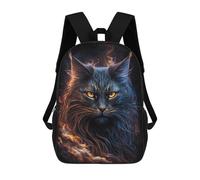 sinyumoney 17 Inch Flaming Fantasy Cat Artwork Backpack Kids School Backpack 3D Printed Fashion School Bag for Boys Elementary And Middle School Student