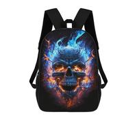 sinyumoney 17 Inch Flaming Skull Artwork -6 Backpacks Kids School Backpack School Bag 3D Printed for Boys Elementary And Middle School Students