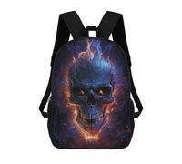 sinyumoney 17 Inch Flaming Skull Artwork -7 Backpack Kids School Backpack 3D Printed Fashion School Bag for Boys Elementary And Middle School Student