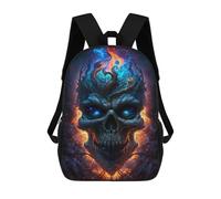 sinyumoney 17 Inch Flaming Skull Artwork -8 Backpacks Kids School Backpack School Bag 3D Printed for Boys Elementary And Middle School Students