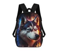 sinyumoney 17 Inch Flaming Wolf Art Print -3 Backpack 3D Printed Children's School Backpack for Kids High Capacity Travel Rucksacks Book Bags Kids School Bag Back Pack