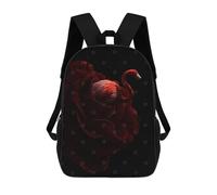 sinyumoney 17 Inch Flamingo Red Rose Art Backpack Kids School Backpack 3D Printed Fashion School Bag for Boys Elementary And Middle School Student