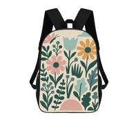 sinyumoney 17 Inch Floral Pattern with Butterfly And Cloud Backpack Kids School Backpack 3D Printed Fashion School Bag for Boys Elementary And Middle School Student