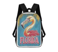 sinyumoney 17 Inch Florida Flamingo Travel US Backpack Kids School Backpack 3D Printed Fashion School Bag for Boys Elementary And Middle School Student