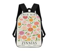 sinyumoney 17 Inch Flower Market Zinnias California Backpack, Children's Backpack, Student School Bag Bookbag Rucksack, 3D Printed for Boys Girls