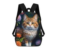sinyumoney 17 Inch Fluffy Cat Garden Backpack 3D Printed Children's School Backpack for Kids High Capacity Travel Rucksacks Book Bags Kids School Bag Back Pack