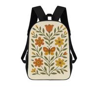 sinyumoney 17 Inch Folk Art Butterfly And Floral Scandinavian Backpack 3D Printed Children's School Backpack for Kids High Capacity Travel Rucksacks Book Bags Kids School Bag Back Pack