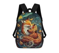 sinyumoney 17 Inch Fox Family Embrace Casual Daypack Backpacks for Girls Boys High College Knapsack Travel Laptop Rucksack College Bookbag