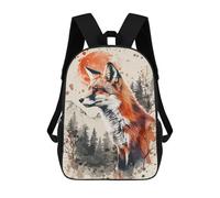 sinyumoney 17 Inch Fox Nature Watercolor Backpack with Pocket 3D Printed Travel Rucksacks Book Bags Kids School Bag